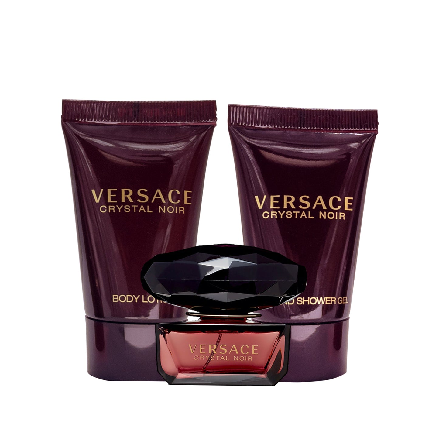 Versace Crystal Noir de Versace pour femme - Coffret cadeau mini 3 pièces 5 ml EDT Splash, 0,8 oz Bain et douche